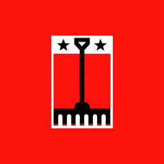 Flag with rake symbol