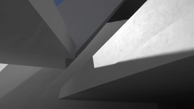 Abstract geometric pattern with sharp angles and contrasting light and shadow in monochrome