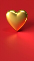 Gold Heart Symbol on Rich Red Background: Luxury Love and Valentine's Day Concept