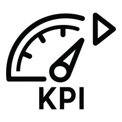 Vector icon a black and white icon of a kpi speedometer with a needle pointing upwards