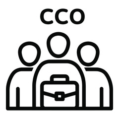 Vector icon a minimalist icon of three people with a briefcase and the letters cco