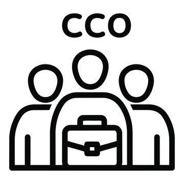 Vector icon a minimalist icon of three people with a briefcase and the letters cco