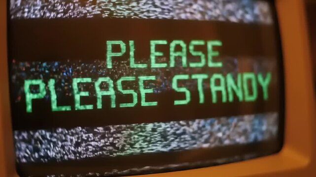 Retro computer screen with Please Standy.
