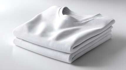 Naklejka premium Realistic 3D Render of Folded White Cotton T-Shirt