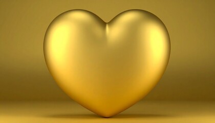 Elegant 3D Shiny Golden Heart on a Monochromatic Background, Symbolizing Luxury and Love