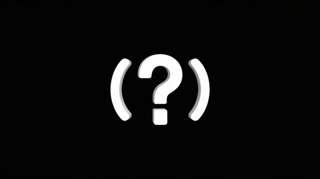 Question mark icon for help and support, white symbol on black background