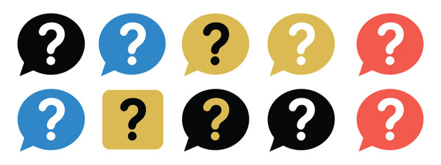 Message Box Icons vector illustration of question mark symbols, help and FAQ signs, communication and support concept