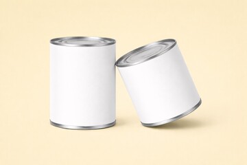 Realistic Food Tin Mockup with Blank Label for Product Design and Branding