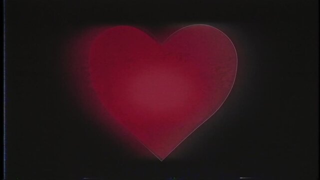 Abstract heart shape with subtle glitch and shadow effects on dark background, representing emotional overload, broken feelings, digital stress, and fragile human connections.