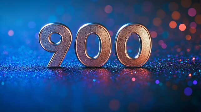 Elegant Metallic Number 900 with Bokeh Background Signifying Milestones and Special Occasions