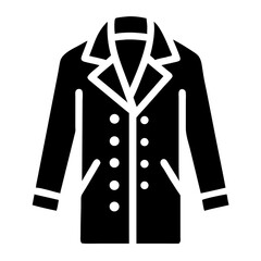 Naklejka premium Stylish black double-breasted coat with wide lapels and button details icon