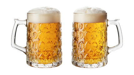 fresh golden beer with foam texture isolated on white or transparent background
