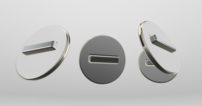 3d minus signs. negative symbols.