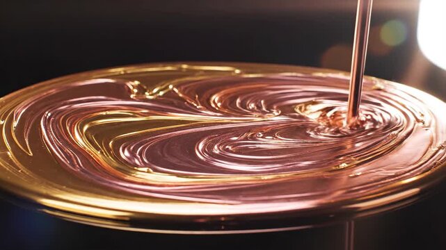 Molten Gold Cascade in Abstract Fluid Motion