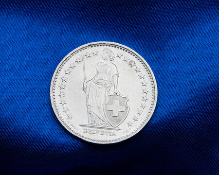 High Class Photo of Swiss Franc Coin - Connecting Switzerland and Colours of European Union
