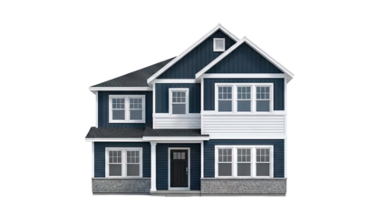 Modern Two-Story Blue and White House