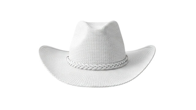 White Woven Cowboy Hat with Braided Band