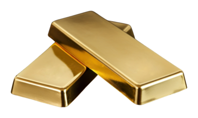 PNG Two gold bars investment currency treasure.