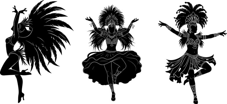 Illustration pack of a carnival dancer silhouette.
