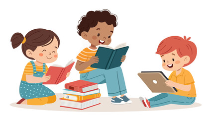 Children Reading Books Together for Education