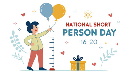 Girl Celebrating National Short Person Day With Balloons
