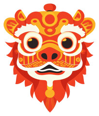 Fototapeta premium PNG Chinese lion head illustration chinese traditional.