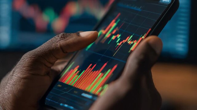 Closeup of hands comparing prices on digital devices highlighting spatial arbitrage in commodities trading.