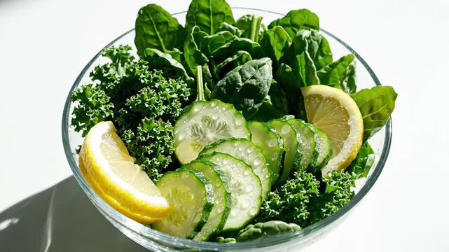 Vibrant Green Salad With Fresh Cucumber And Lemon For Healthy Lifestyle Recipe Ideas