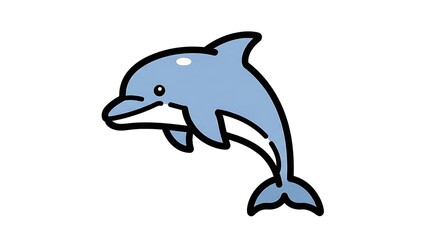 Obraz premium Cartoon Dolphin Illustration on White Background.