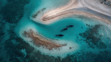 Dolphins swimming in clear water