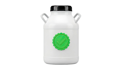 White Canister with Green Checkmark Seal
