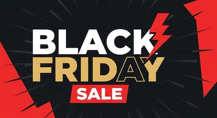 Black friday sale promotion with bold typography and lightning bolt graphic