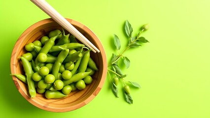 Wooden Bowl Top View Flat Lay