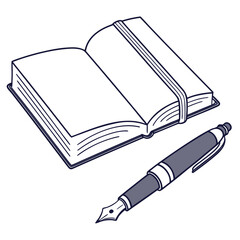 Open book and pen
