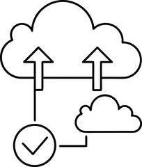 Cloud storage upload outline vector on transparent background