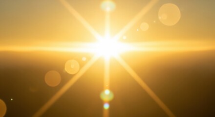 Bright golden sunburst with lens flare effects and glowing bokeh circles. Perfect for backgrounds, inspirational content, new beginnings, hope themes, or spiritual designs.