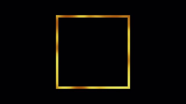 Gold Square Frame Animation With Alpha Channel