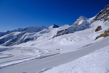 Majestic Aletsch Glacier And Snowcapped