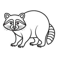 Obraz premium Cartoon raccoon outline drawing isolated on white background