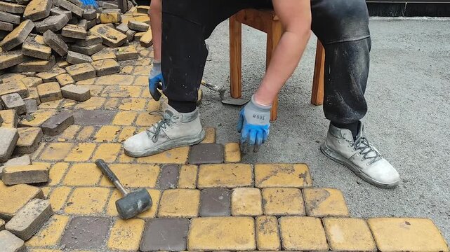 laying paving slabs