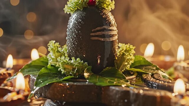 Sacred Shivlingam Worship Ritual Mahashivratri Festival