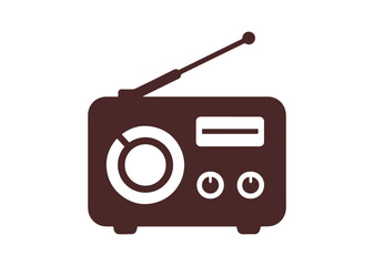 This is a colored vector icon of a radio designed in a minimalist style. With its clean lines and contemporary aesthetic, it is suitable for use in logos, stickers