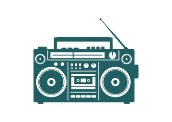 A minimalist vector icon of a radio in color. It features clean lines and a modern design, making it ideal for logos, stickers, or digital applications on any background.