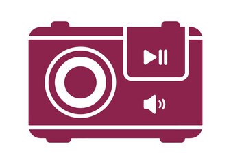 A simple, colorful vector icon of a radio. It features clean lines and a modern design, making it ideal for logos, stickers, or digital applications on any backdrop.
