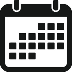 Fototapeta na wymiar Calendar icon, classic simple style, black flat vector illustration, schedule and event planner concept