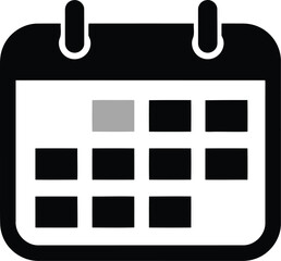 Fototapeta na wymiar Calendar icon black and white vector graphic representing schedule planning month event deadline date time agenda organizer