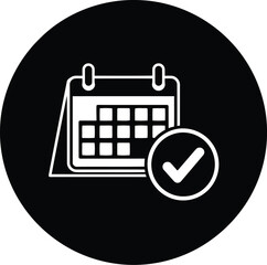 Fototapeta na wymiar Minimalist outline of a calendar with a checkmark, representing confirmed events or completed tasks in a circle