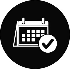 Fototapeta na wymiar Calendar with check mark inside circle for confirmed appointment schedule or successful event planning deadline notification