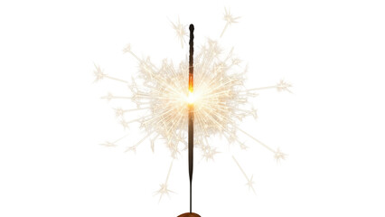 Obraz premium Sparkler PNG isolated on transparent background, festive firework with bright sparks for holiday celebrations and special events