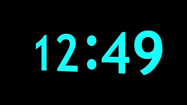 Digital countdown timer animation with final minute display. Let&rsquo;s go time sequence showing remaining seconds and urgency. Numeric time counter for event start and action moment.